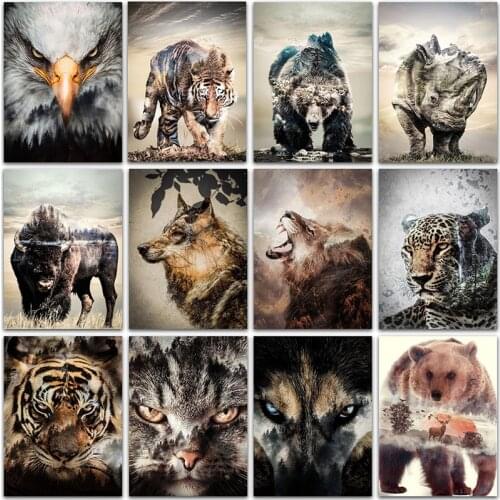 Full Square&Round Diamond embroidery Cross stitch paint Diamand 5D Diamond Painting Diamond mosaic animal cat dog tiger lion art