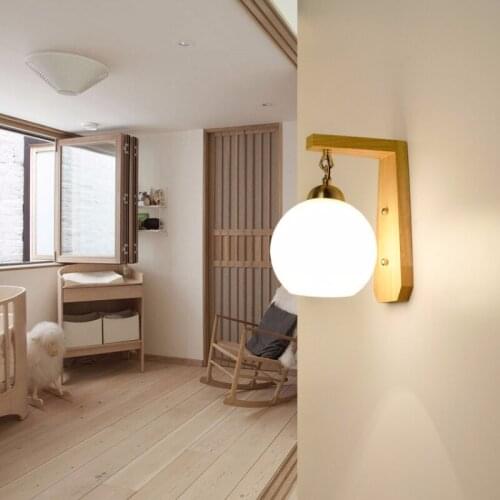 Free Shipping Modern And Simple Solid Wood Wall Lamp Bedside Lamp For Living Room Wall Porch Aisle Light Led Bedroom Hotel Lamps