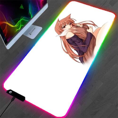 RGB Anime Sexy Girl Rgb Large Mouse Pad Led Rubber Office Keyboard Desktop Desk Mat Mini PC Notebook Desktop Computer Mousepad