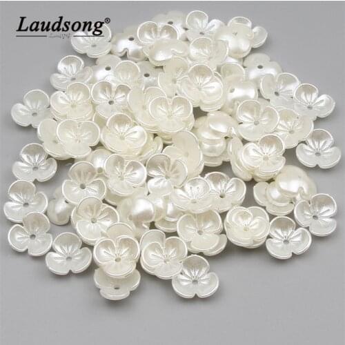 100PCS 12MM Carved Three Petal Flower Shape Acrylic Beads For DIY Bracelet Necklace Jewelry Making Spacer Beads