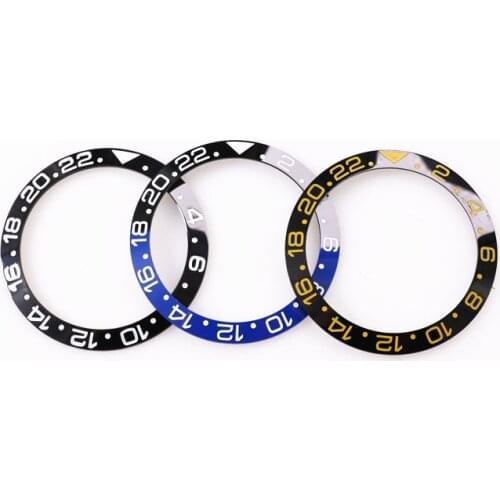 Black 38mm Ceramic Bezel Watch Face Bezel Insert Fit 40mm Automatic Movement Watch Replacement Accessories Round Scale Bezel