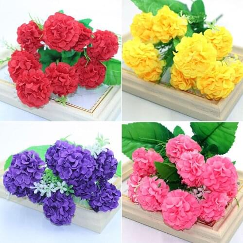 1 bunch of artificial peony rose hydrangea chrysanthemum ball fake silk flower DIY home garden wedding party shop decoration