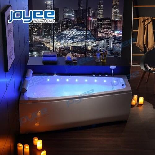 JOYEE Pure Acrylic 2 Side Skirt Corner Tub Bathroom Jakuzi Spa Whirlpool Adult Hydro Massage Bathtub