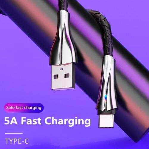 5A1M LED USB Cable Micro Type C Fast Charging Microusb Type-C Phone Date Cord For Samsung S20 S8 S7 Xiaomi Mi9 Redmi Note 8 9