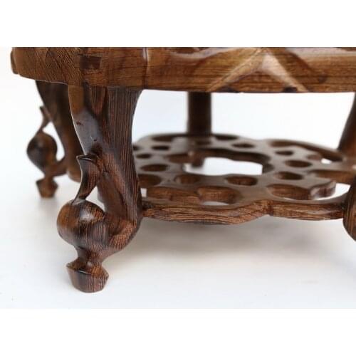 Circular base carved small sweet a few solid wood household act the role ofing is tasted vase aquarium handicraft furnishing