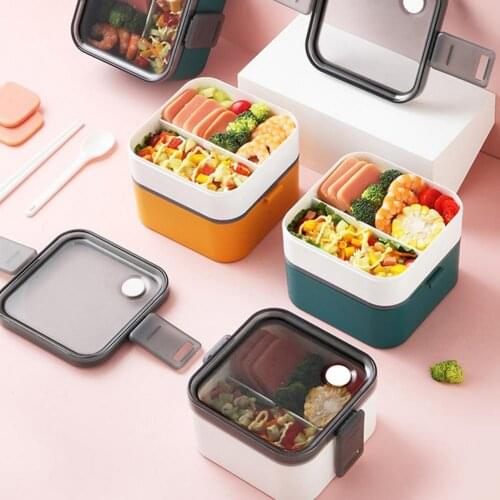 Lunch Box Lunch Food Box Separate Type Microwave Heating Portable Student Bento Food Container Tableware for School