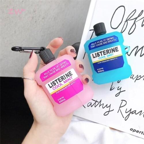 Cute 3d mouthwash bottle soft cover for apple airpods case for airpods pro cases silicone earphone case for AirPods1 2 cover