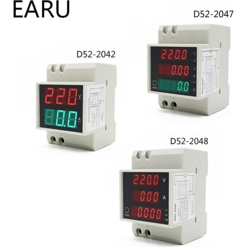 DIN-rail Multi-function Meter AC80-300V AC200-450V 100A Digital LED Voltage Current Active Power Factor Energy Meter Voltmeter