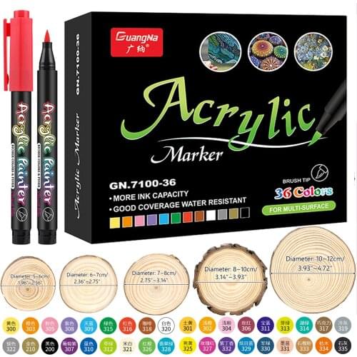 Acrylic Paint Brush Marker Pens for Fabric Canvas Art Rock Painting Card Making Metal and Ceramics Glass DIY Craft Projects
