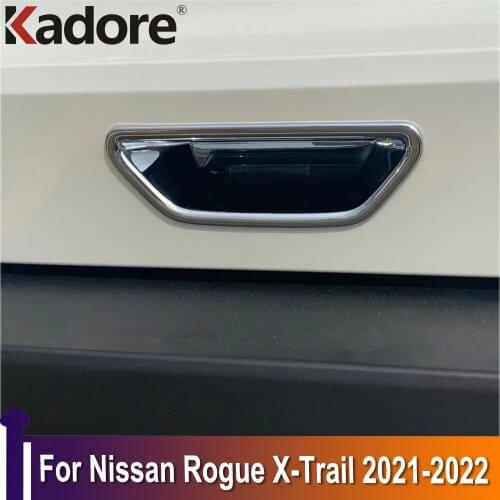 For Nissan Rogue X-trail 2021 2022 ABS Carbon Fiber Rear Trunk Door Handle Bowl Cover Trim Exterior Accessories Car Styling