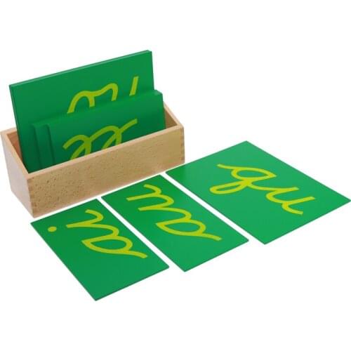 Sandpaper Double Letters Cursive Letter Cards with Box Montessori Language Materials Equipment to Learn Language Wooden Alphabet