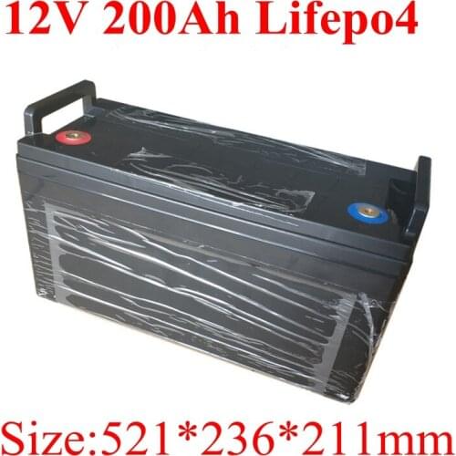 Rechargeable Anti-water 12.8V Lifepo4 12V 200AH Lithium Battery BMS 200A with Bluetooth for Solar System Inverter+10A Charger