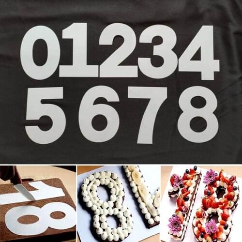 PET Plastic 0-8 Numbers Cake Mold Birthday Anniversary Cream Mousse Mould Decorating Pastry Tools 4/6/8/10/12/14/16inch