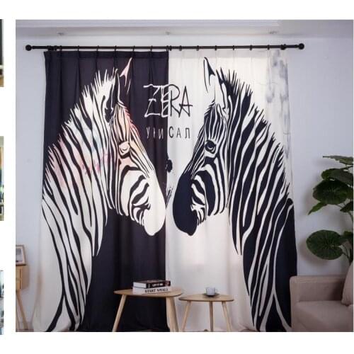 Custom simple modern black and white striped living room bedroom Blackout curtain
