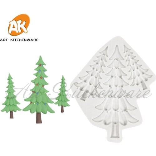 Christmas Tree Kitchenware Tools 3D Silicone Fondant Mold for Cake Decorating Baby Tool Silicone Soap Mold Cupcake Decorations
