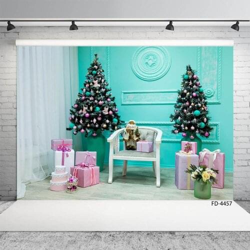 Christmas Tree Gifts Living Room Photo Backdrop Custom Backgrounds Photography Props for Baby Children Family Party Photoshoot