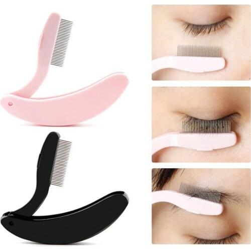Foldable Steel Eyebrow Comb Eyelashes Extension Brush Professional Useful Metal Comb Cosmetic Makeup Tools