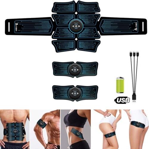 New Rechargeable Abs Stimulator Muscle Toner EMS Abdominal Muscle Trainer Electrostimulation Fitness Massager Fitness Equipment