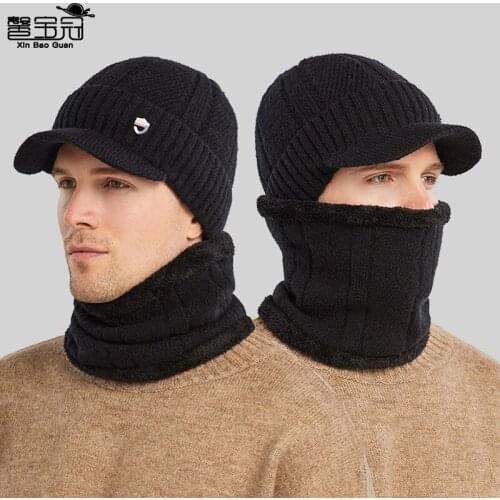 Warm and cold proof knitted European and American wool cap mens Plush thickened cycling cap in autumn and winter