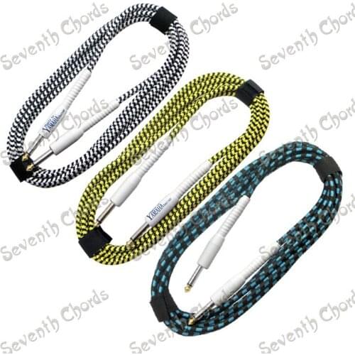 Cloth Braided 3M Guitar Cable Cord Audio Connection Cable For Electric Guitar Bass Effector Amplifier Speaker, 3 Colors YM-03