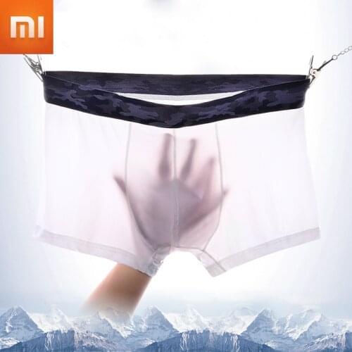 Xiaomi Ice Silk Men Underwear ThinTransparent Sexy Man Underpants Breathable Seamless Pants Male Panties Mens Boxer Short 3pcs