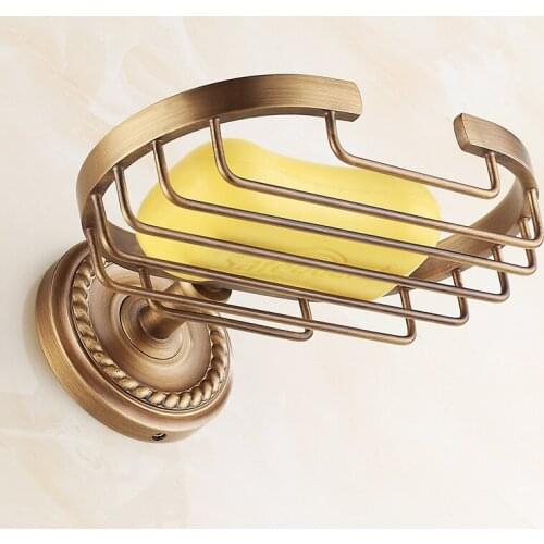 VidricSoap Dishes Antique Solid Brass Soap Basket Holder Soap Storage Wall Mounted Bathroom Accessories Black Soap Basket HJ-130