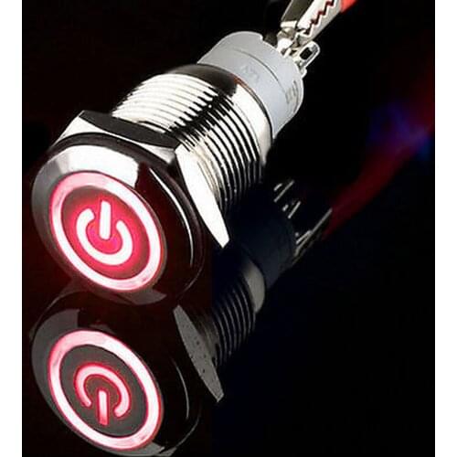YOCOMYLY 16mm Momentary 12V Red power/Circle LED Metal Push Button Switch car boat sales