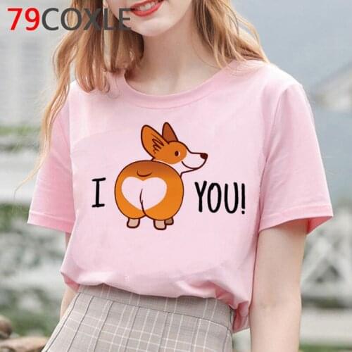 Corgi T Shirt Women Kawaii Summer Top Cartoon Dog T-shirt Plus Size Unisex Japanese Cartoon Graphic Tshirt Harajuku Tees Female