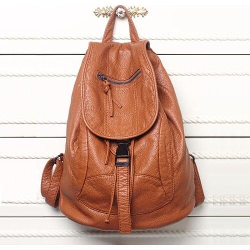 New Washed Leather Bag High-grade Leather Women Backpacks Bolsos Mochila Mujer School Backpack for Girls Travel Bag Rucksack