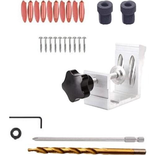 18*15*6cm Aluminum Woodworking Inclined Hole Locator Set Pocket Hole Jig Inclined Hole Positioner Pocket Jig Kit