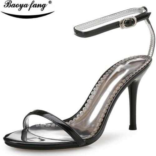 2017 New womens Summer sandals fashion shoes ankle strap thin heel high shoes party dress sandals Summer