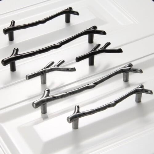 96/128mm Tree Branch Cabinet Handle Zinc Alloy Creative Fashion Kitchen Furniture Handles Drawer Knobs Door Pulls Hardware