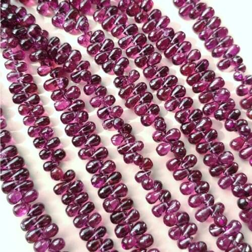 AA LOOSE BEADS purple red garnet drop 4-5mm wholesale for DIY jewelry necklace 20cm