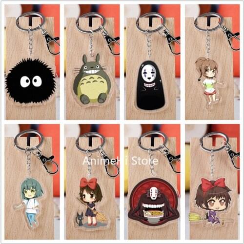 20 pcs/lot Spirited Away Acrylic Keychain Toy Figure ogino chihiro No Face man Bag Pendant Key Ring Gifts