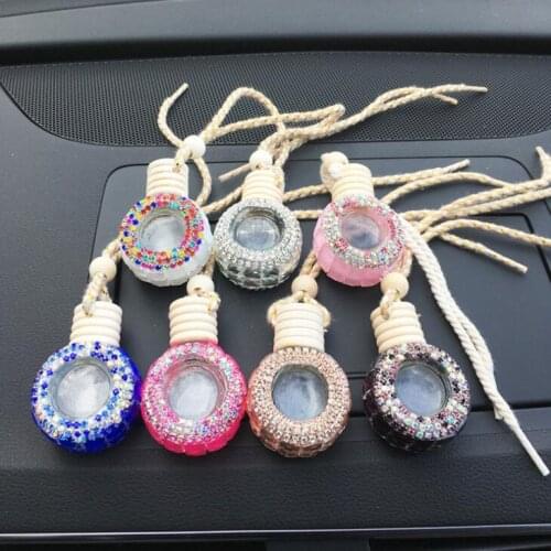 Diamond Car Perfume Bottle Hanging Ornament Air Freshener For Essential Oils Diffuser Fragrance Pendant LX1853