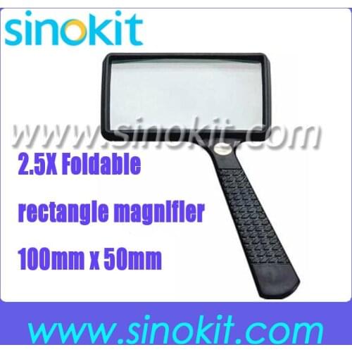 Free Shipping 2pieces per lot Cheaper 2.5X 100x50mm Hand-held Magnifier Glass lens Loupe MG84026