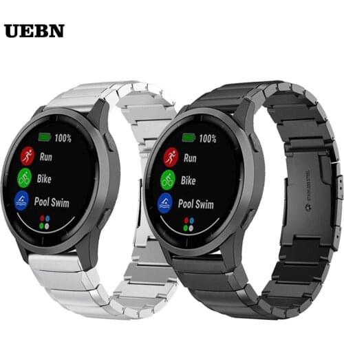 UEBN Metal Stainless steel Band For Garmin vivoactive 4 Strap For Garmin Active Venu Sq vivoactive 3 Bracelet watchbands