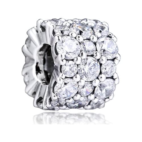 Clear Sparkle Charm Fit Pandora Bracelet S925 Silver Beads for Jewelry Making DIY Gift for Women 021097