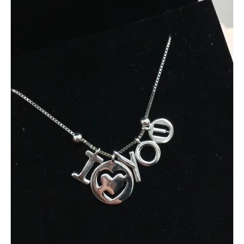 Memnon I love you chain Necklaces for Women 925 sterling silver Heart pendant necklace Fine Jewelry gift to lover NC0925