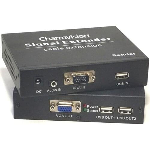 Charmvision IPKVM-200UVA 200m 650ft IP 3.5mm Audio VGA USB Keyboard Mouse KVM Extender TCP IP LAN Network Switch via Cat5e cable