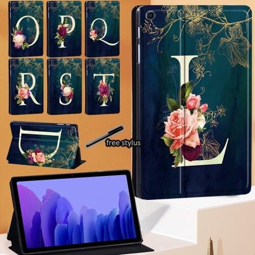 Flower Series Tablet Case for Samsung Galaxy Tab A7 10.4 Inch T500 T505 2020 Stand Cover PU Leather Protective Case+Free Stylus