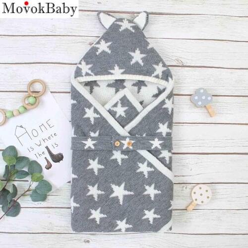 Baby Sleeping Bags Envelopes Fshion Five Star Knitted Newborn Swaddle Wrap Blanket Autumn Winter Warm Infant Stroller Sleep Sack