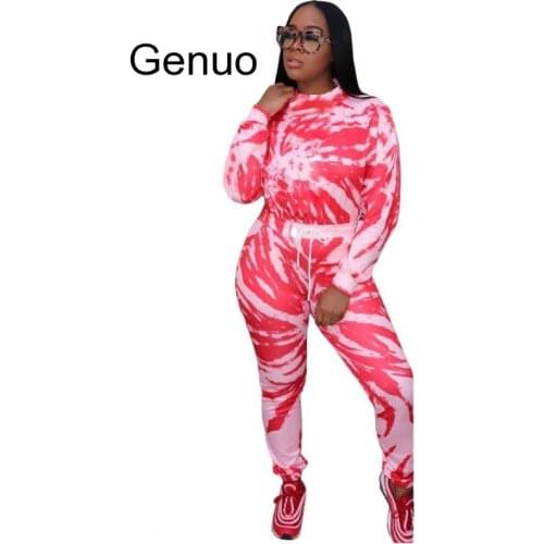 Women Two Piece Top And Pants Tie-dye Casual Homewear Set Winter Long Sleeve Women Pant Suit Tracksuit Lounge Sweatsuit