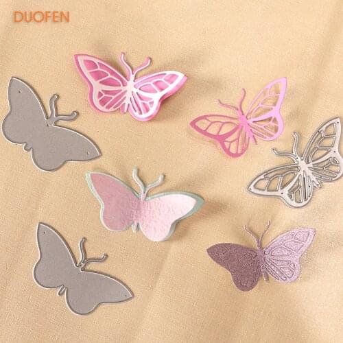 DUOFEN METAL CUTTING DIES 010093 3pcs small butterflies cutout lace hollow embossing stencil DIY Scrapbook Paper Album 2018 new