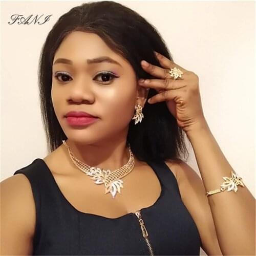 Fani 2020 Dubai Gold Colorful Bridal Jewelry Sets Wholesale Fashion Exquisite statement Woman costume Wedding Jewelry set
