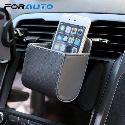FORAUTO Car Organizer Box Bag Air Outlet Dashboard Hanging Leather Car Mobile Phone Holder Auto Interior Accessories Universal