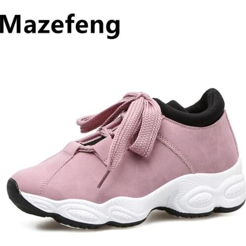 Mazefeng Women Sneaker Lace Up Flat Walking Running Vulcanized Shoes Round Toe Casual Breathable Non Slip Sport Shoes for Female