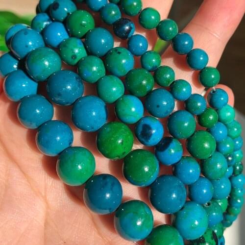 4/6/8/10/12mm Natural Stone Chrysocolla Beads Jewelry Round Loose Spacer Beads Handmade Jewelry Making Supplies 15" Strand