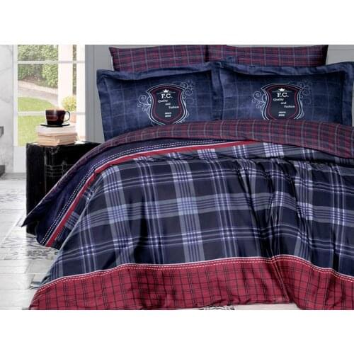Land Of dowry Double Sided Doris Cotton Satin Double Duvet cover set Navy Blue