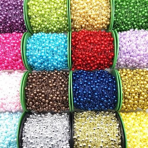 5Yards 3+8mm Fishing Line Artificial Pearls Flower Beads Chain Garland Flowers Wedding Party Decoration Diy Accessories